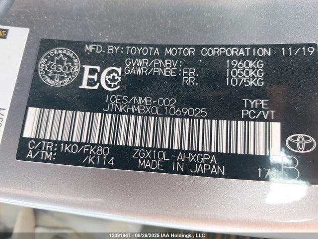 JTNKHMBX0L1069025 Toyota 3zr-fae