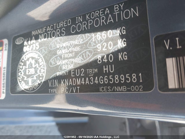 KIA gamma 2016 KNADM4A34G6589581 Image 19