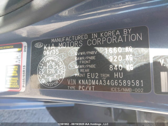 KIA gamma 2016 KNADM4A34G6589581 Image 9