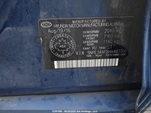 5NPE34AF8HH487700 Hyundai Sonata