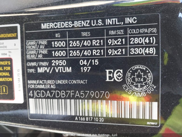 Mercedes-Benz Ml-Class 2015 4JGDA7DB7FA579070 Image 19
