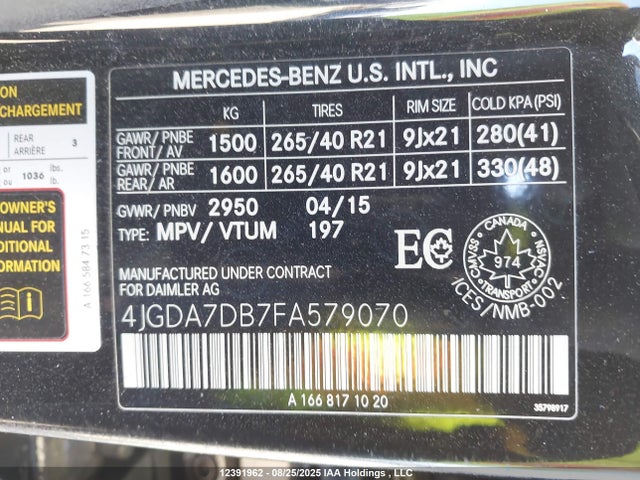 Mercedes-Benz Ml-Class 2015 4JGDA7DB7FA579070 Image 9