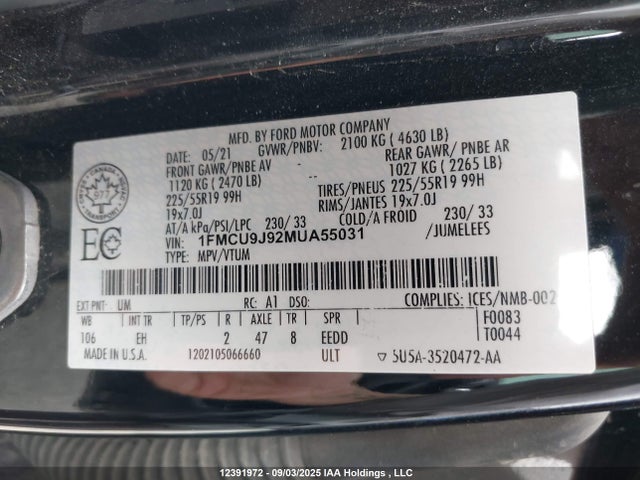 1FMCU9J92MUA55031 Ford gtdi