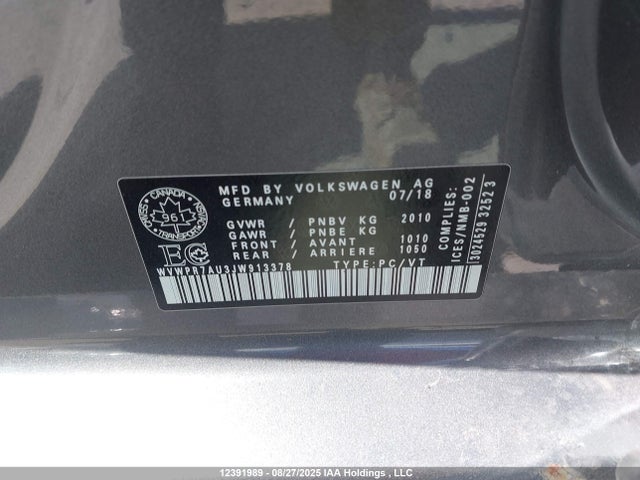 WVWPR7AU3JW913378 Volkswagen E-Golf