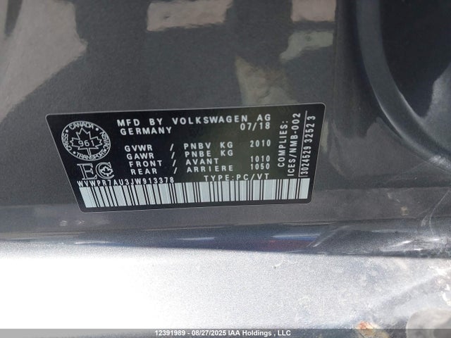 WVWPR7AU3JW913378 Volkswagen E-Golf