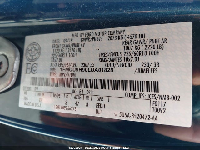 Ford gtdi, 240ps 2020 1FMCU9H90LUA01828 Image 9