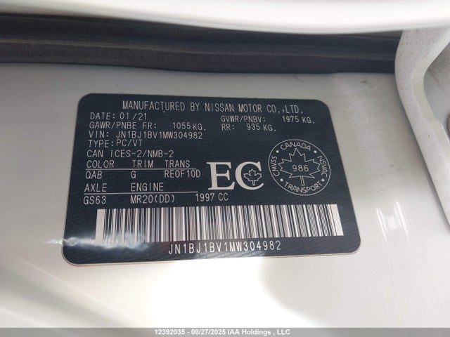 JN1BJ1BV1MW304982 Nissan ROGUE SPORT