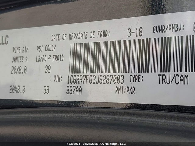 RAM 1500 2018 1C6RR7FG3JS287003 Image 9