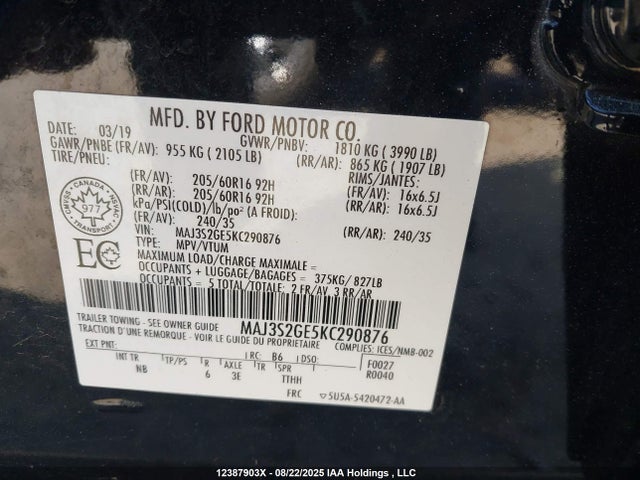 Ford 2019 2019 MAJ3S2GE5KC290876 Image 18