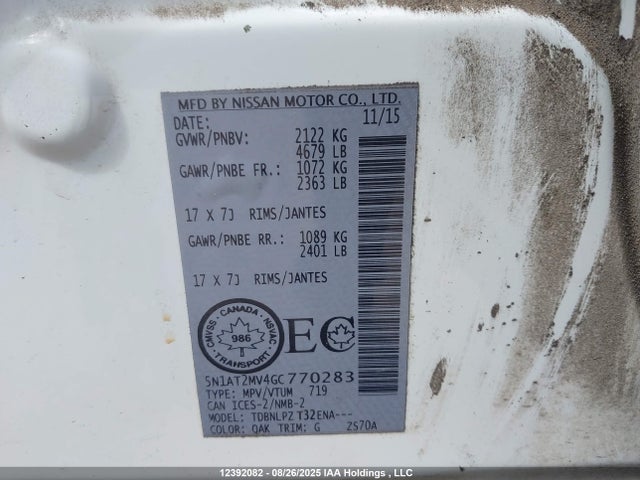 5N1AT2MV4GC770283 Nissan 2016