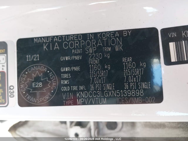 KNDCC3LGXN5139898 KIA Niro