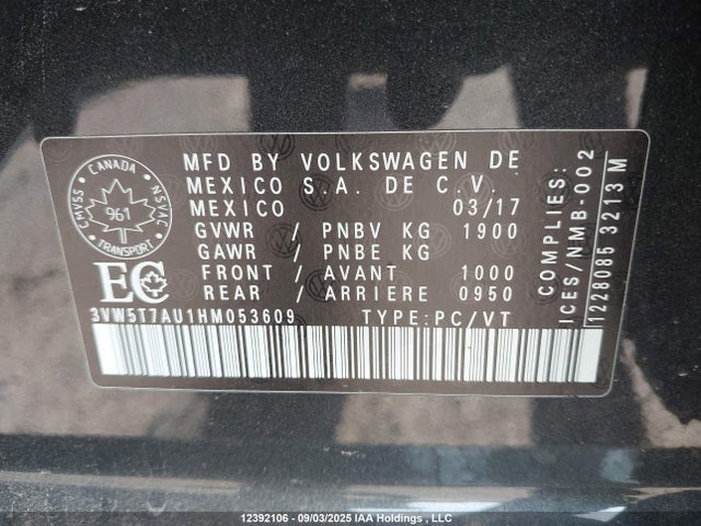 3VW5T7AU1HM053609 Volkswagen 2.0 tsi