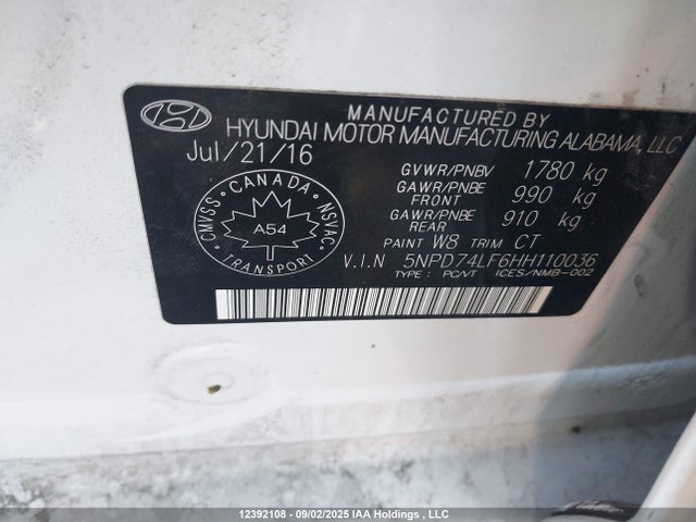 5NPD74LF6HH110036 Hyundai Elantra