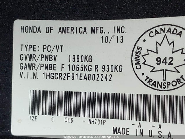 1HGCR2F91EA802242 Honda Accord
