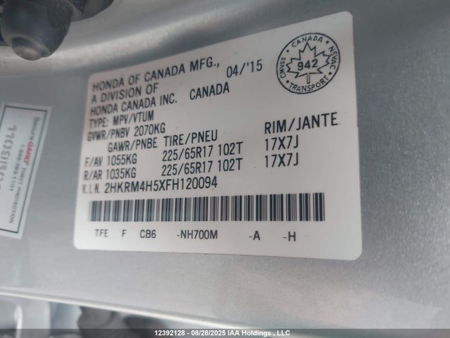 2HKRM4H5XFH120094 Honda k24w9