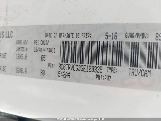 RAM Promaster 2500 2016 3C6TRVCG3GE129335 Image 9