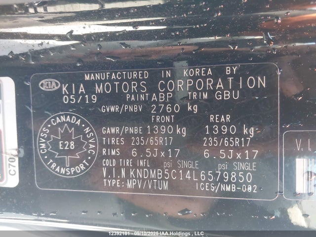 KNDMB5C14L6579850 KIA gdi lamda - ii