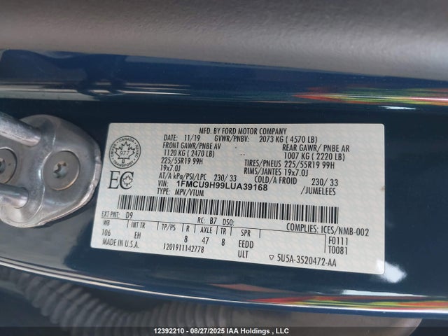 Ford gtdi, 240ps 2020 1FMCU9H99LUA39168 Image 9