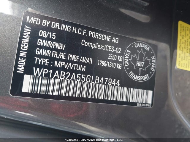 Porsche Macan 2016 WP1AB2A55GLB47944 Image 9