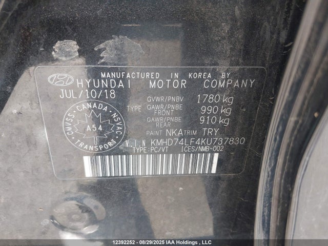 Hyundai mpi nu 2019 KMHD74LF4KU737830 Image 9