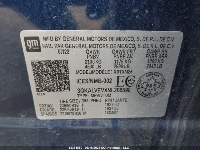 3GKALVEVXNL288590 GMC lyx