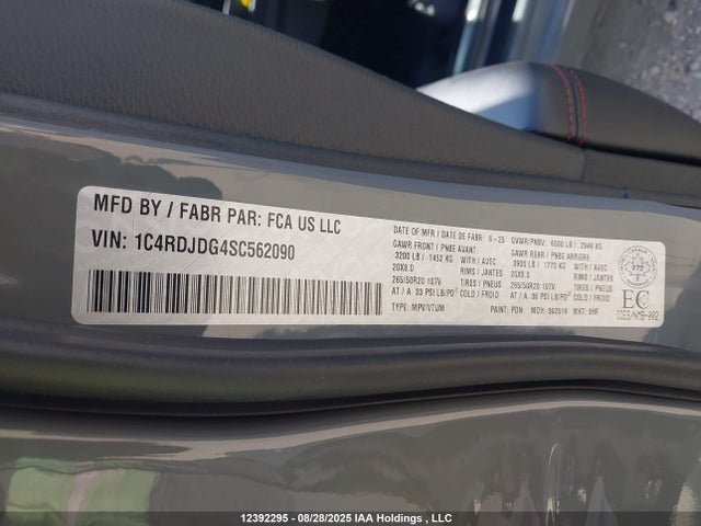 1C4RDJDG4SC562090 Dodge Durango Gt Plus