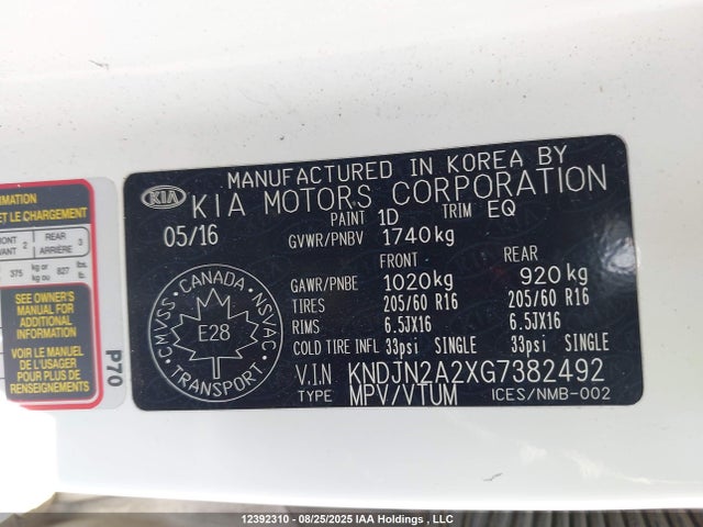 KIA gdi gamma 2016 KNDJN2A2XG7382492 Image 9
