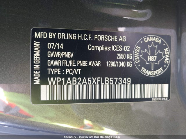 Porsche Macan 2015 WP1AB2A5XFLB57349 Image 9