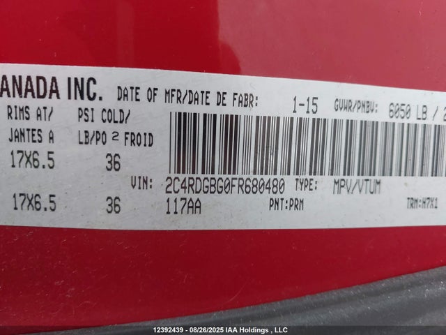 2C4RDGBG0FR680480 Dodge Grand Caravan