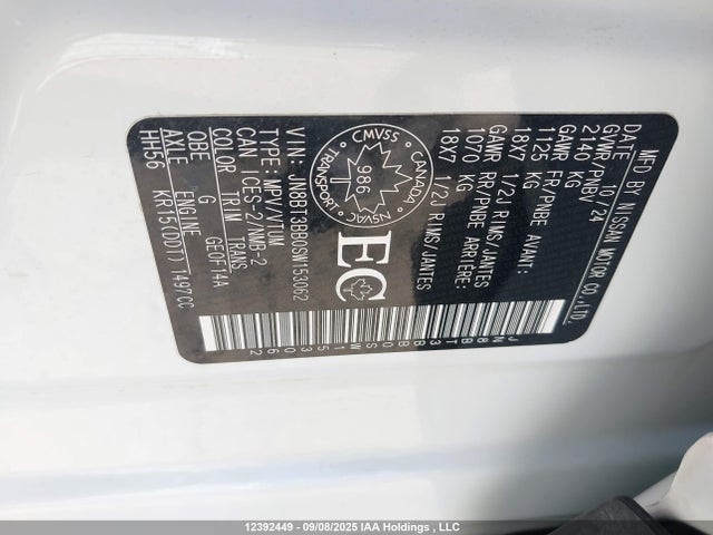 Продаж на аукціоні авто 2025 Nissan Rogue Sv/rc, vin: JN8BT3BB0SW153062, номер лоту: 12392449