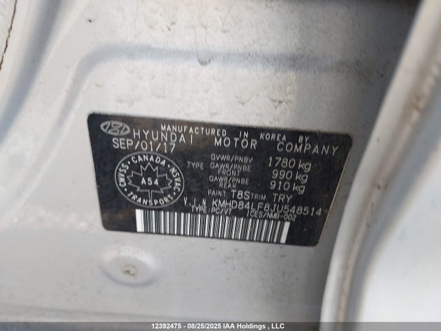 KMHD84LF8JU548514 Hyundai mpi nu