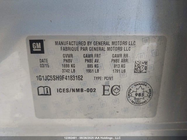 1G1JC5SH9F4183162 Chevrolet luw