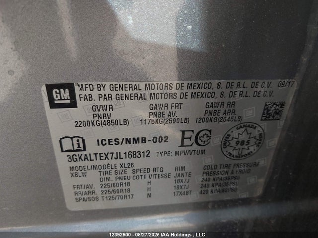 3GKALTEX7JL168312 GMC ltg - spark ignited direct injection, alum dohc, vvt, dcvcp turbo, e0-e100, alum