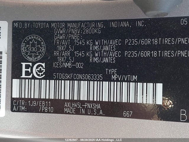 5TDGSKFC0NS063335 Toyota a25a-fxs, 5nm, 4nm