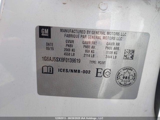 1G6AJ5SX8F0139619 Cadillac ltg