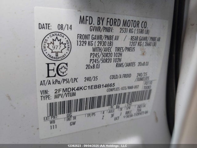 Ford 2014 2014 2FMDK4KC1EBB14665 Image 19