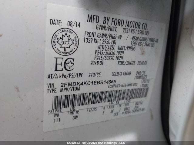 Ford 2014 2014 2FMDK4KC1EBB14665 Image 9