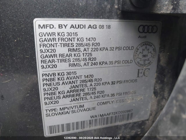 WA1MAAF72KD000967 Audi Q7 55 Progressiv