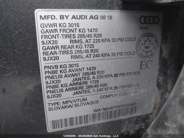 WA1MAAF72KD000967 Audi Q7 55 Progressiv