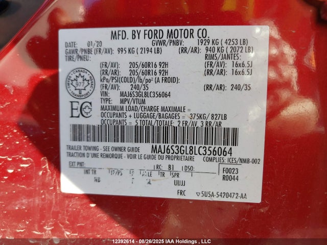 MAJ6S3GL8LC356064 Ford Ecosport
