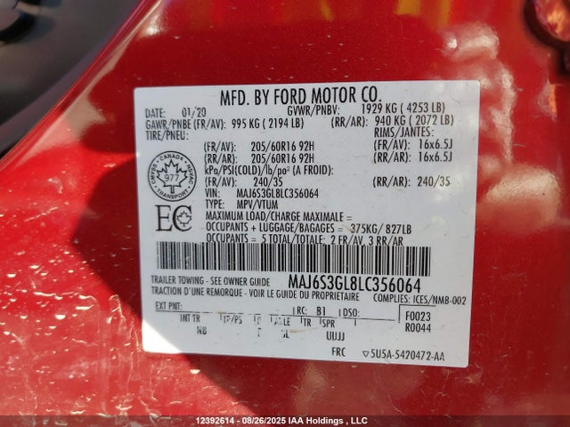 MAJ6S3GL8LC356064 Ford Ecosport