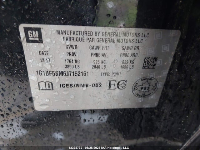 1G1BF5SM6J7152161 Chevrolet le2 -di: direct injection, vvt: variable valve timing, gen, alum