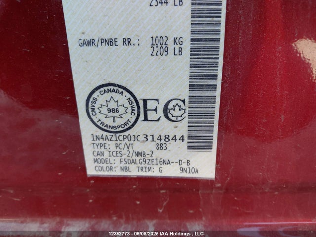 1N4AZ1CP0JC314844 Nissan Leaf