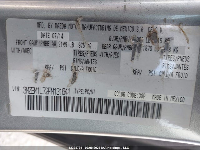 3MZBM1L72FM131641 Mazda pe
