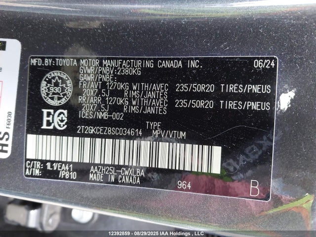 2T2GKCEZ8SC034614 Lexus a25a-fxs