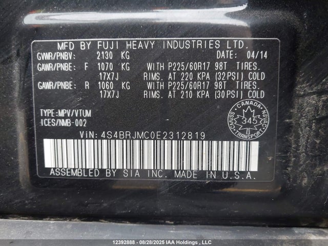 4S4BRJMC0E2312819 Subaru 3.6na C0