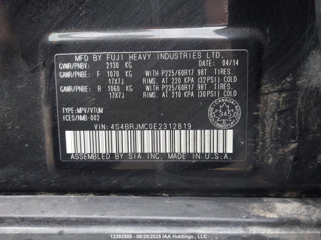 4S4BRJMC0E2312819 Subaru 3.6na C0