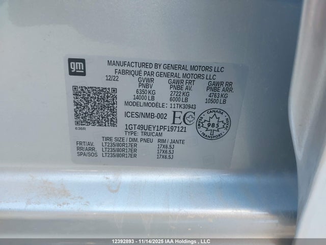 1GT49UEY1PF197121 GMC l5p