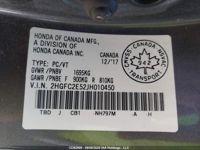 Honda k20c2 2018 2HGFC2E52JH010450 Image 19
