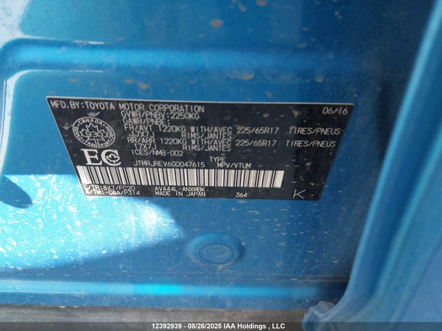 JTMRJREV6GD047615 Toyota 2ar-fxe, 2jm+2fm